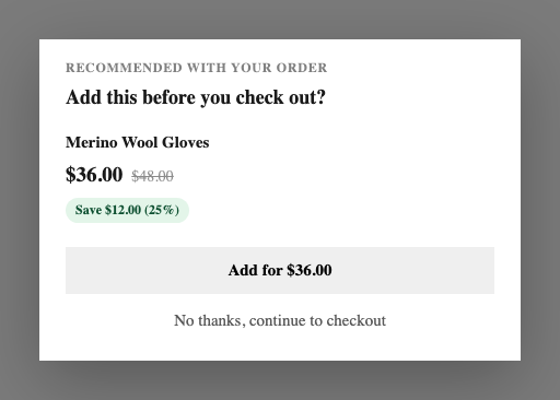 The real offer, rendered by the app on a Shopify cart page — it borrows your theme’s font, colour and corner radius, so it belongs to your shop rather than sitting on top of it.